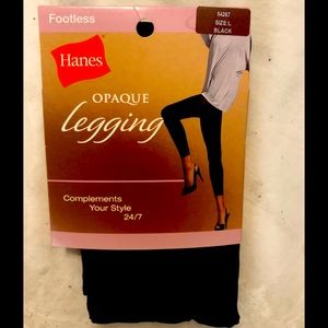 2 pair Hanes black footless leggings